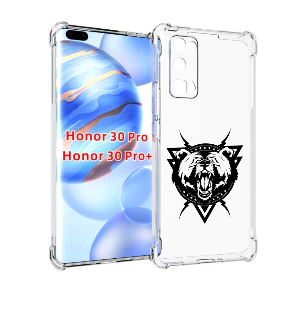 

Чехол бампер MyPads медведь в треугольнике для Honor 30 P, Прозрачный, Tocco