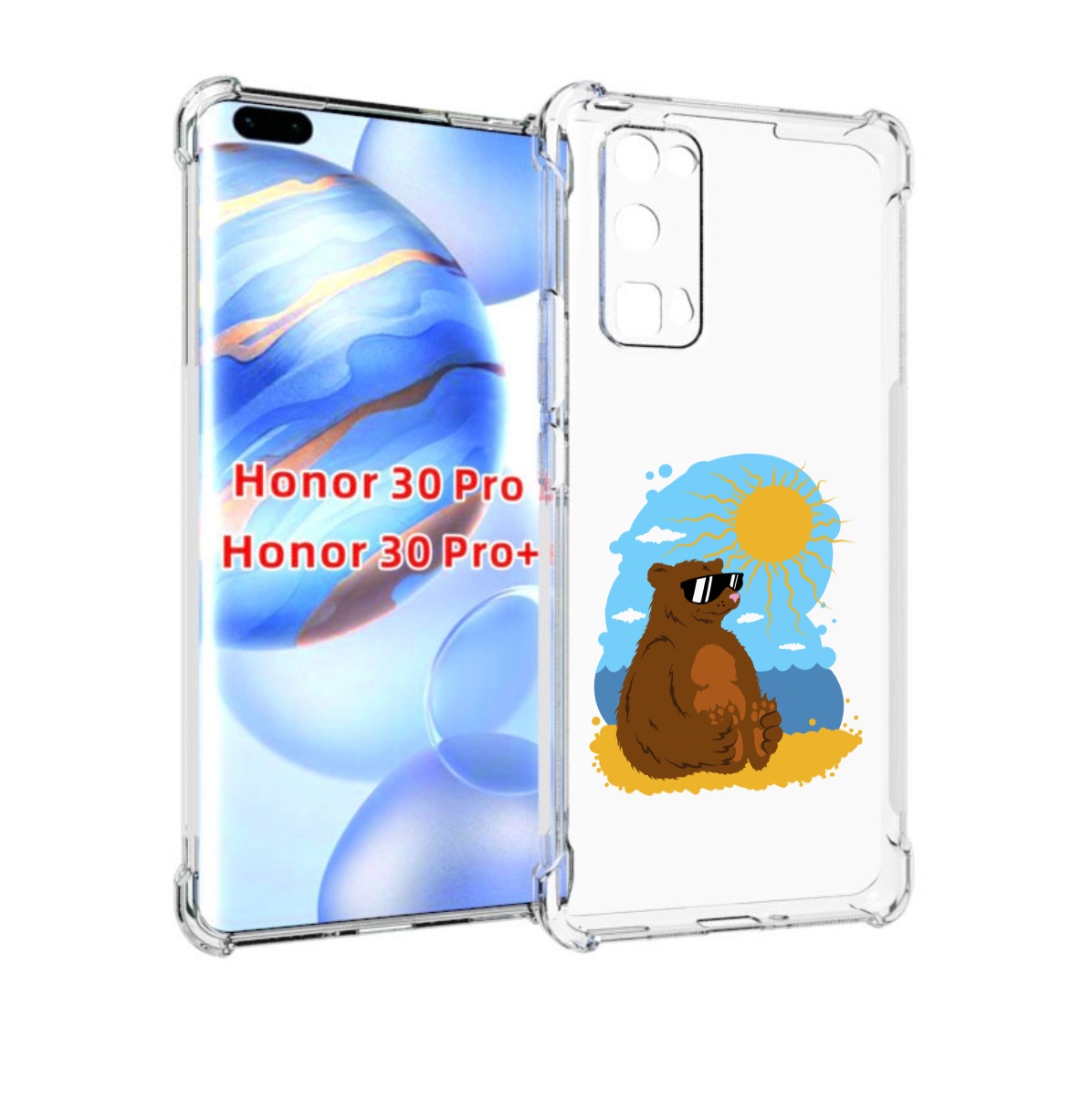 

Чехол бампер MyPads медведь на чиле для Honor 30 Pro Honor, Прозрачный, Tocco