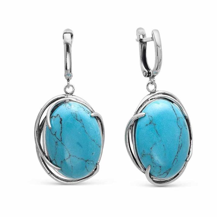 

Серьги из латуни с камнем искусственным Красная Пресня Бирюза, Бирюза