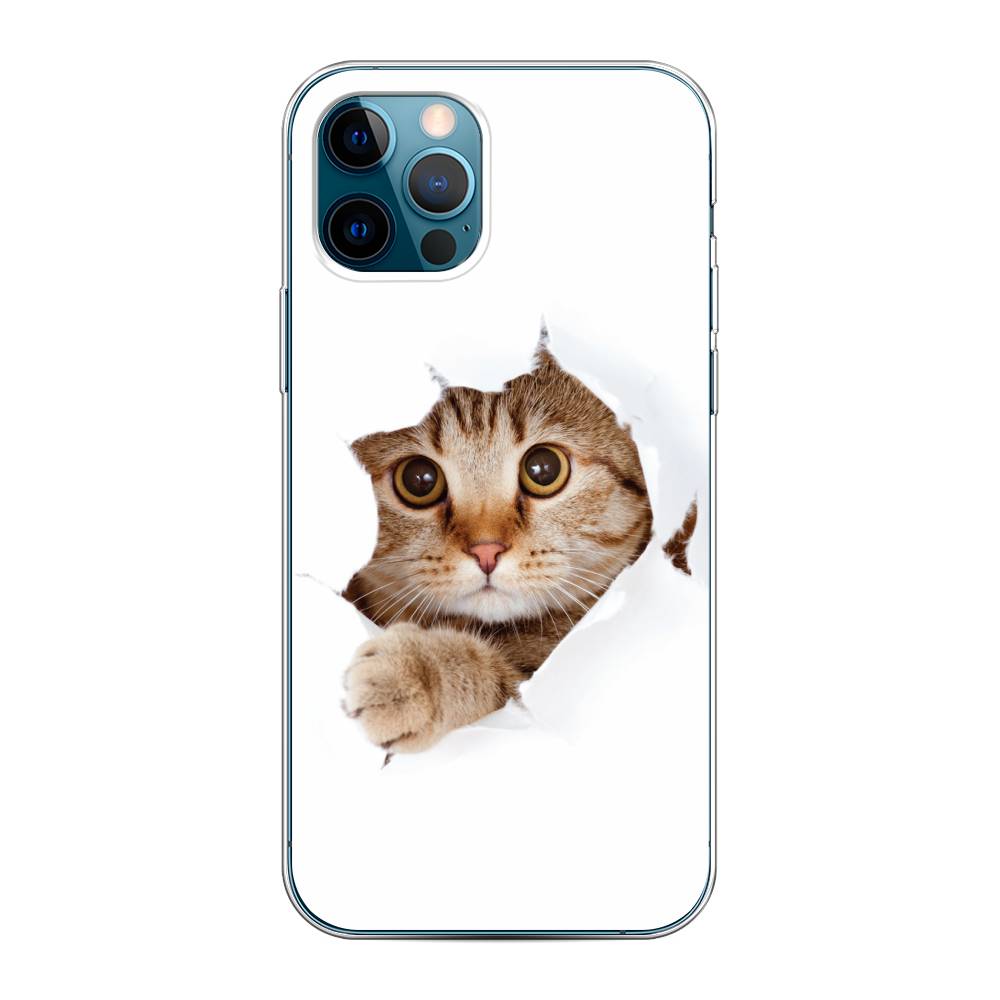 

Чехол на Apple iPhone 12 "Кот и бумага", Белый;коричневый, 12850-1