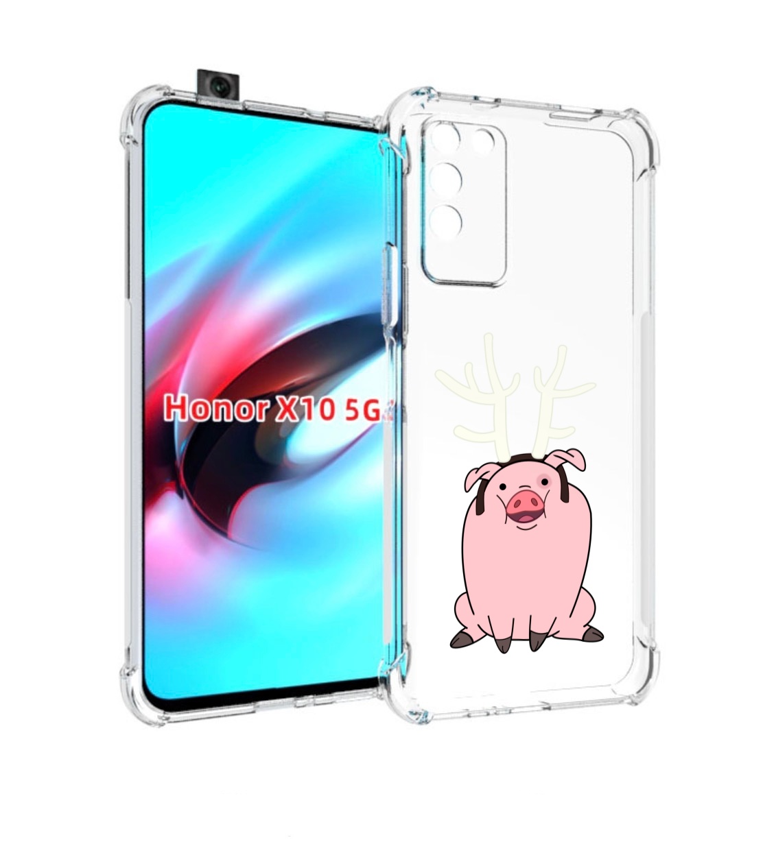 

Чехол MyPads поросенок-с-рогами для Honor X10, Прозрачный, Tocco