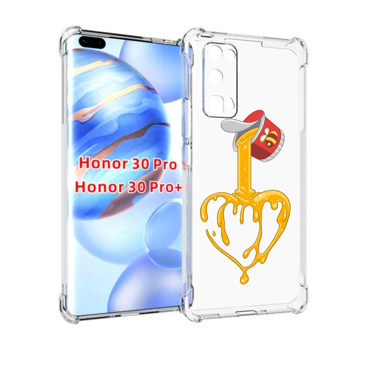 

Чехол бампер MyPads медовое сердце для Honor 30 Pro, Прозрачный, Tocco