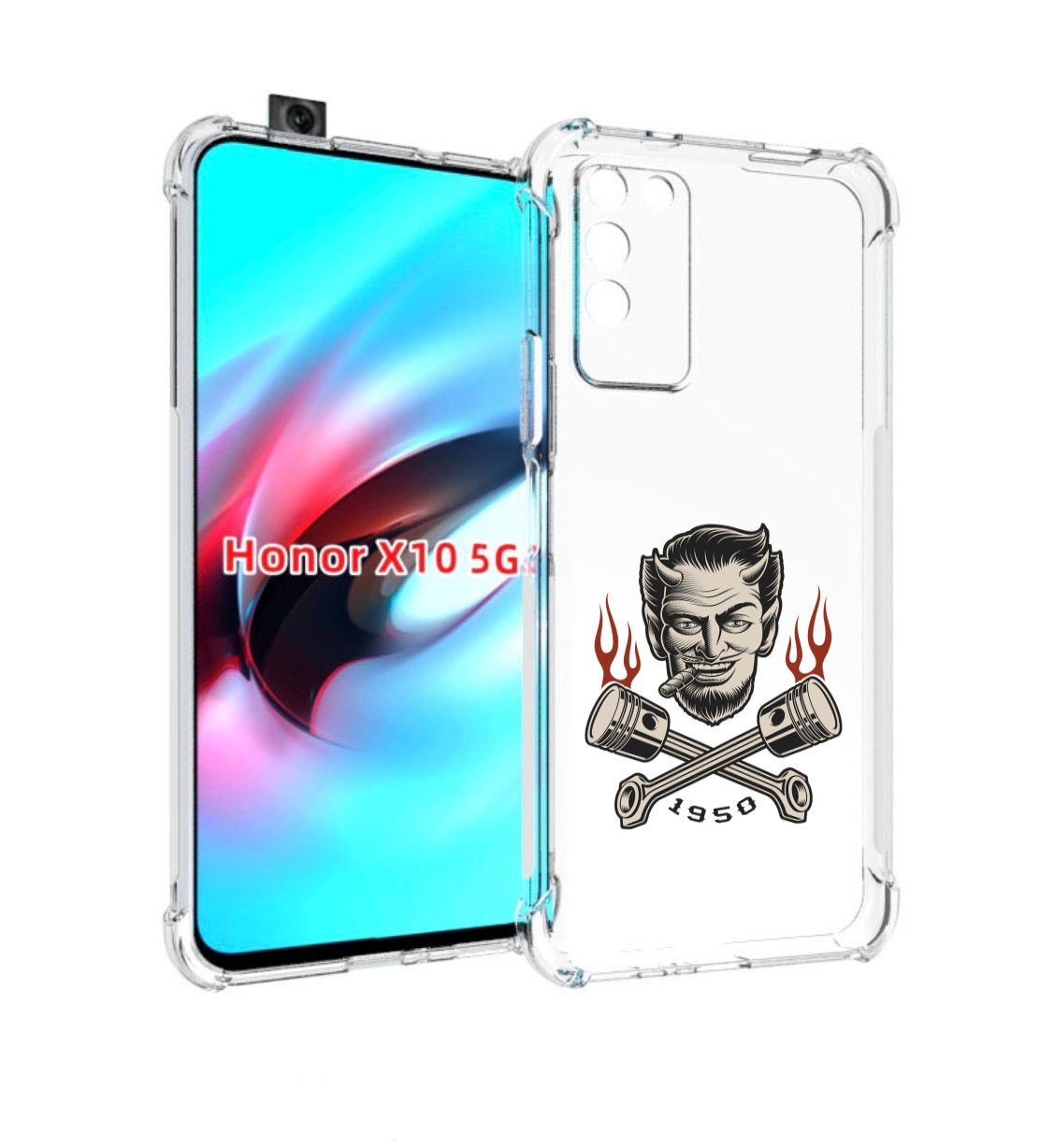 

Чехол MyPads поршни-горят для Honor X10, Прозрачный, Tocco