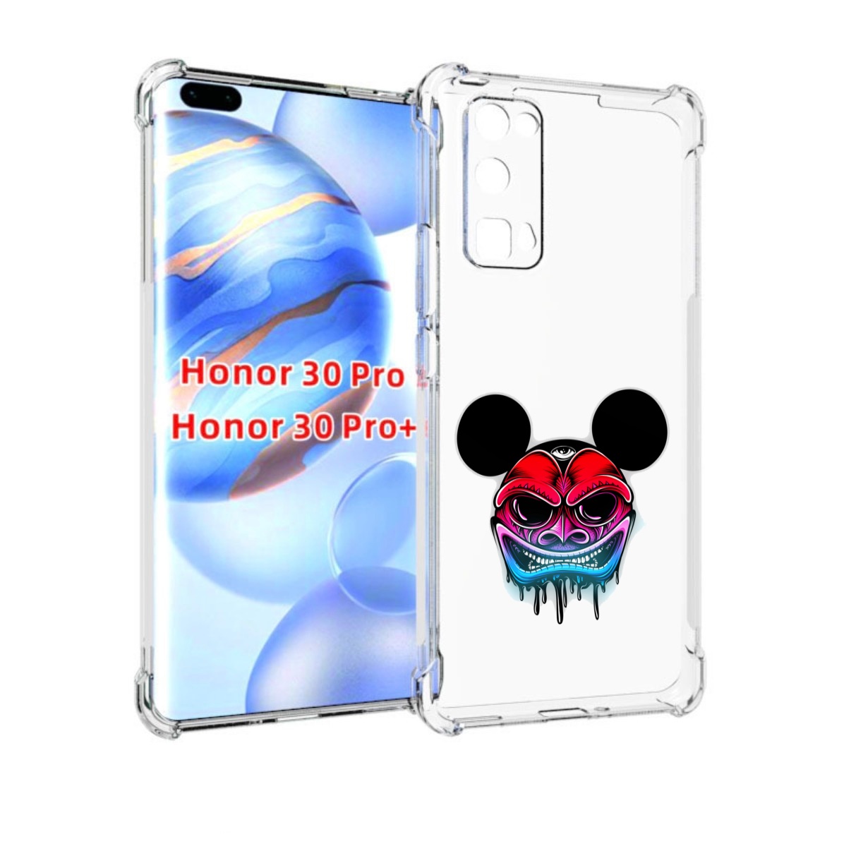 

Чехол бампер MyPads микки в маске для Honor 30 Pro, Прозрачный, Tocco