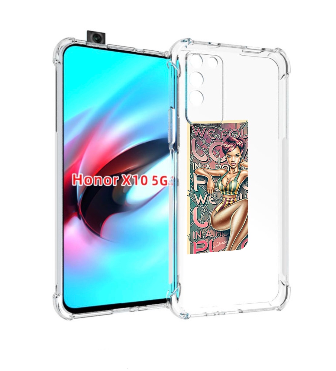 

Чехол MyPads постер-рианна для Honor X10, Прозрачный, Tocco