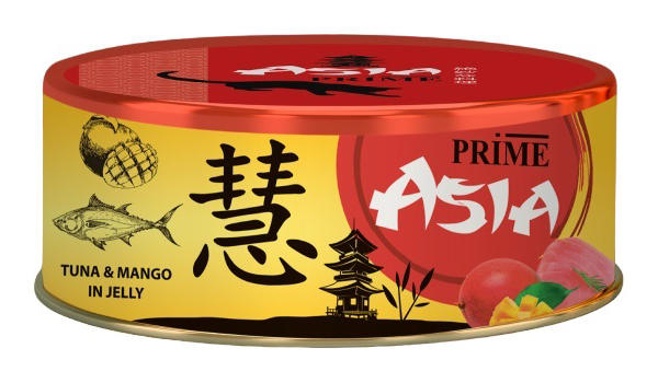 

Влажный корм для кошек Prime Asia, тунец с манго, 24x85 г
