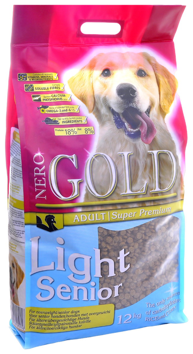 Сухой корм для собак Nero Gold для пожилых, с индейкой и рисом, 12 кг