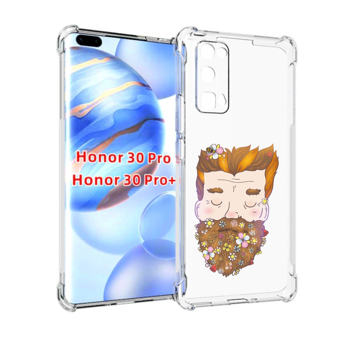 

Чехол бампер MyPads мужчина с цветами в бороде для Honor, Прозрачный, Tocco