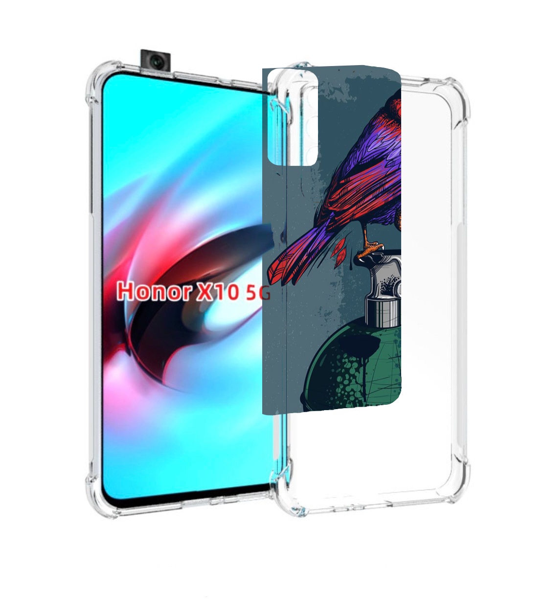 

Чехол MyPads птица с гранатой для Honor X10, Прозрачный, Tocco