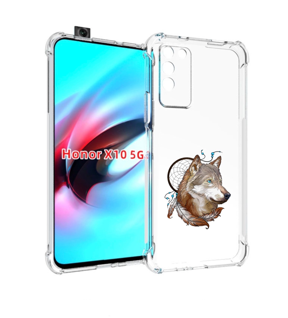 

Чехол MyPads волк и ловец снов для Honor X10, Прозрачный, Tocco