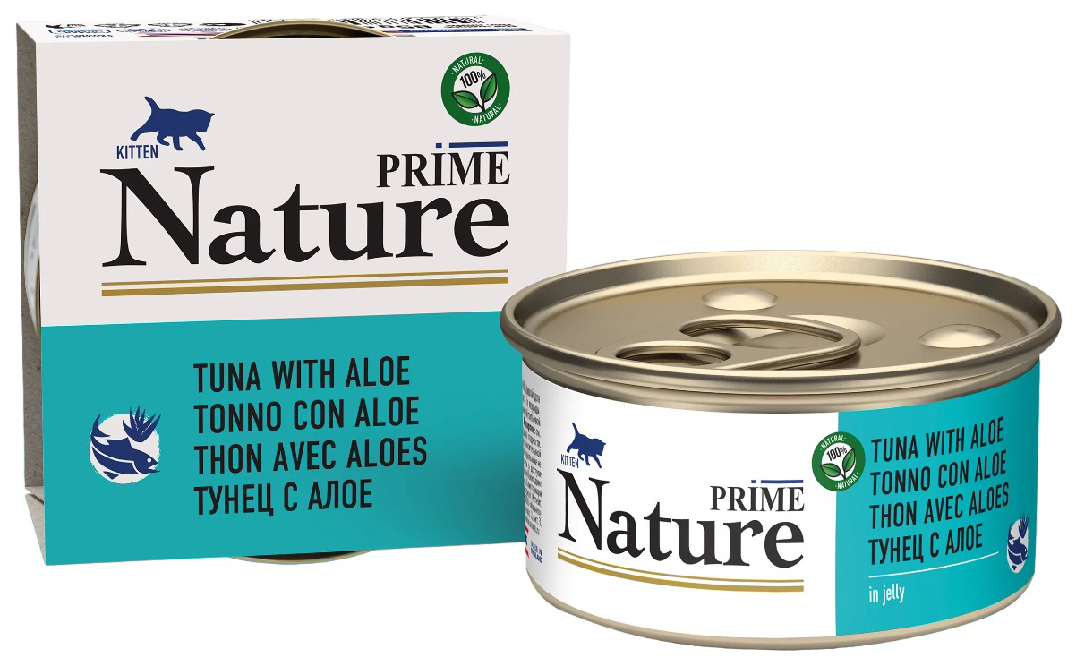 Влажный корм для котят Prime Nature, тунец с алоэ, 24x85 г