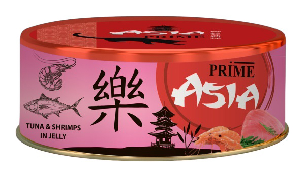 Влажный корм для кошек Prime Asia, тунец с креветками, 24x85 г