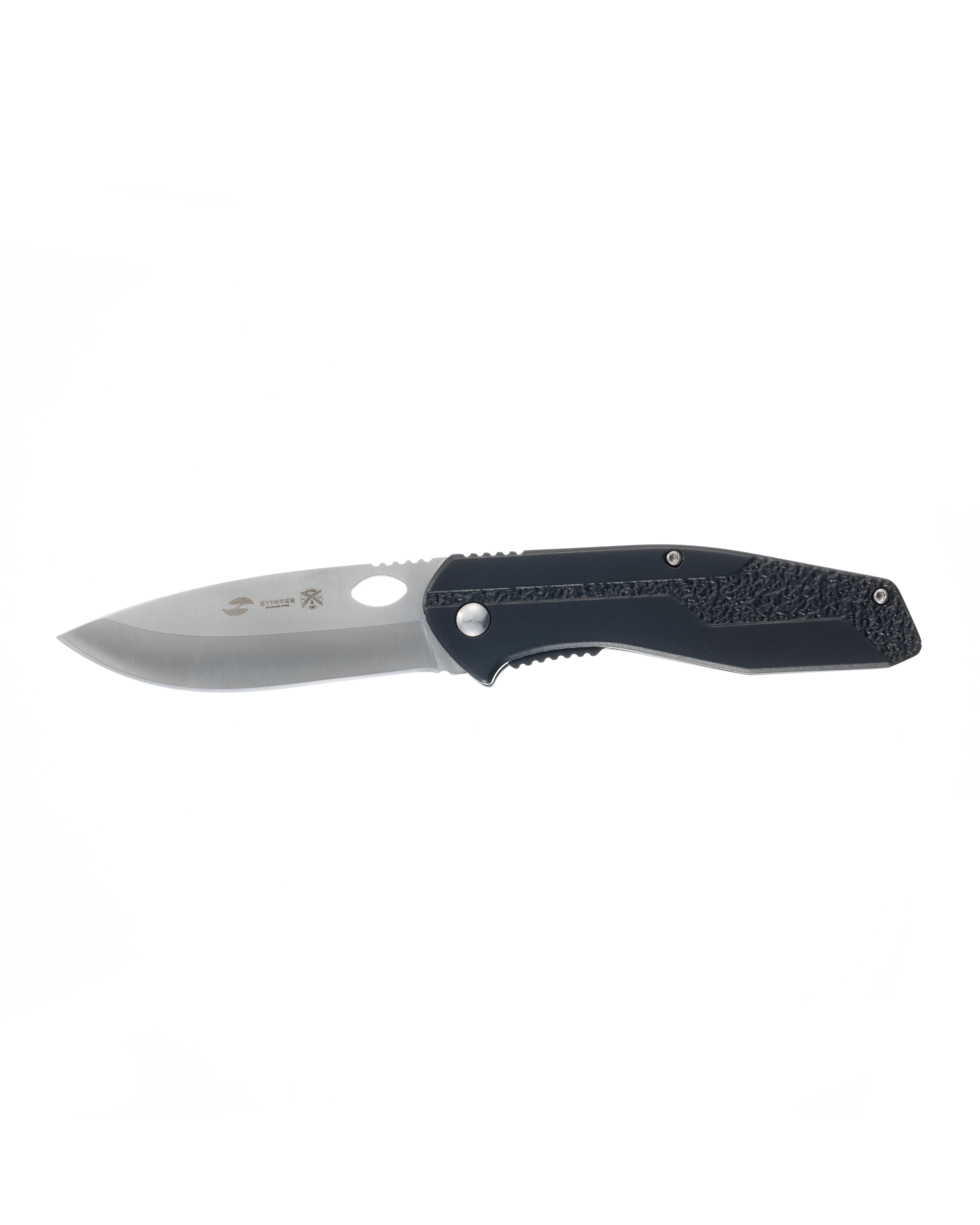 Нож складной Stinger FB2023 с клипом, клинок 95 мм, рукоять чёрный алюминий, с чехлом