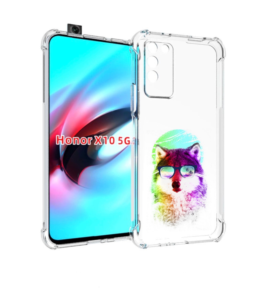 

Чехол MyPads радужный волк детский для Honor X10, Прозрачный, Tocco
