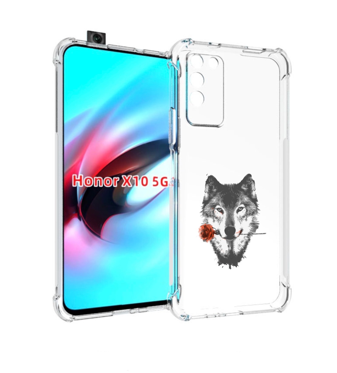 

Чехол MyPads волк с розой для Honor X10, Прозрачный, Tocco