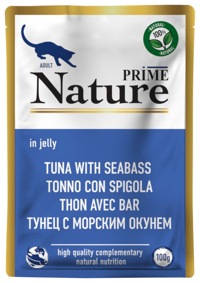 Влажный корм для кошек Prime Nature, тунец с морским окунем, 24x100 г