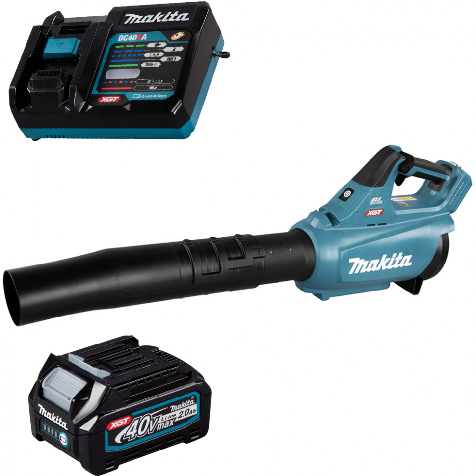

Воздуходувка аккумуляторная 64м/с XGT 40В Li-Ion, 1х2Ач, з/у Makita UB001GA101, UB001GA101