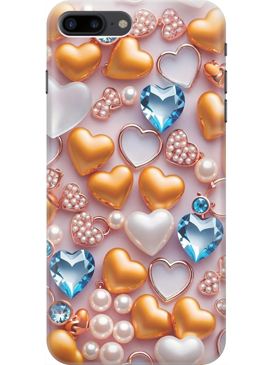 

Силиконовый чехол на Apple iPhone 8 Plus / 7 Plus с принтом "Украшения и сердечки", Прозрачный;белый;золотистый;голубой, 712479491