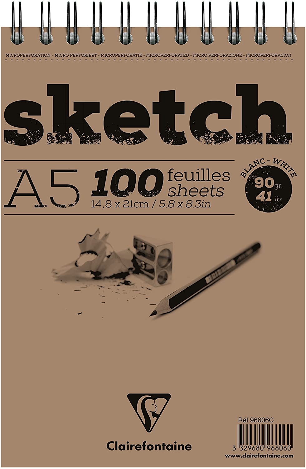фото Clairefontaine скетчбук на спирали sketch (белая бумага) a5 nobrand