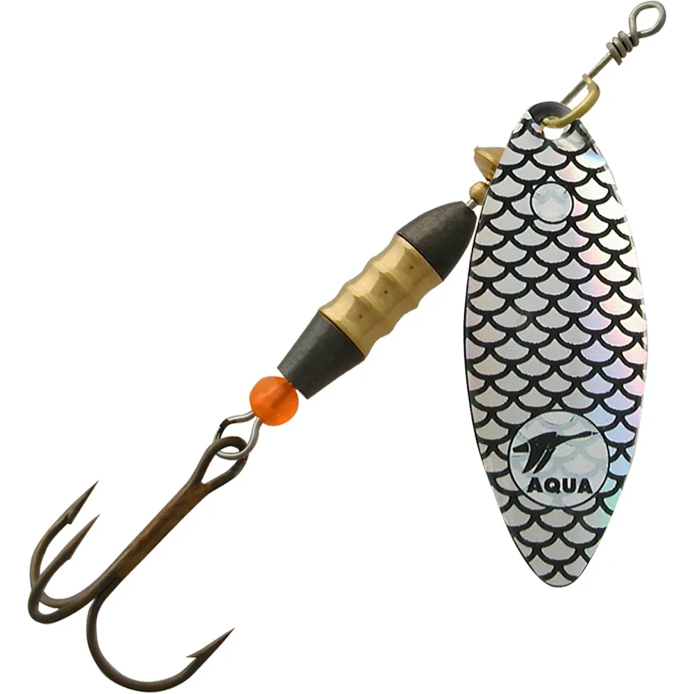 фото Блесна для рыбалки aqua long 07,0g, лепесток № 2, цвет lo-23 (серебро, черный), 1 штука