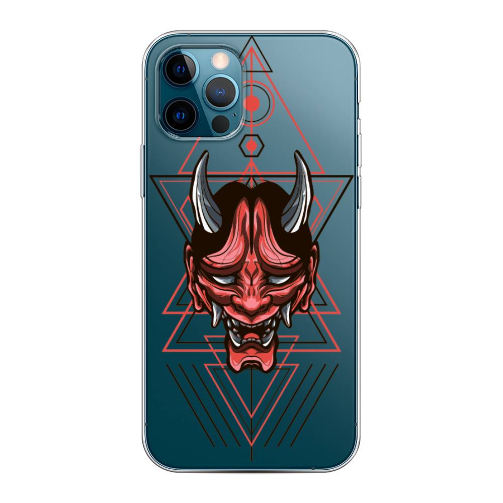 

Чехол на Apple iPhone 12 "Hanya Oni mask", Серый;красный;черный, 12850-4
