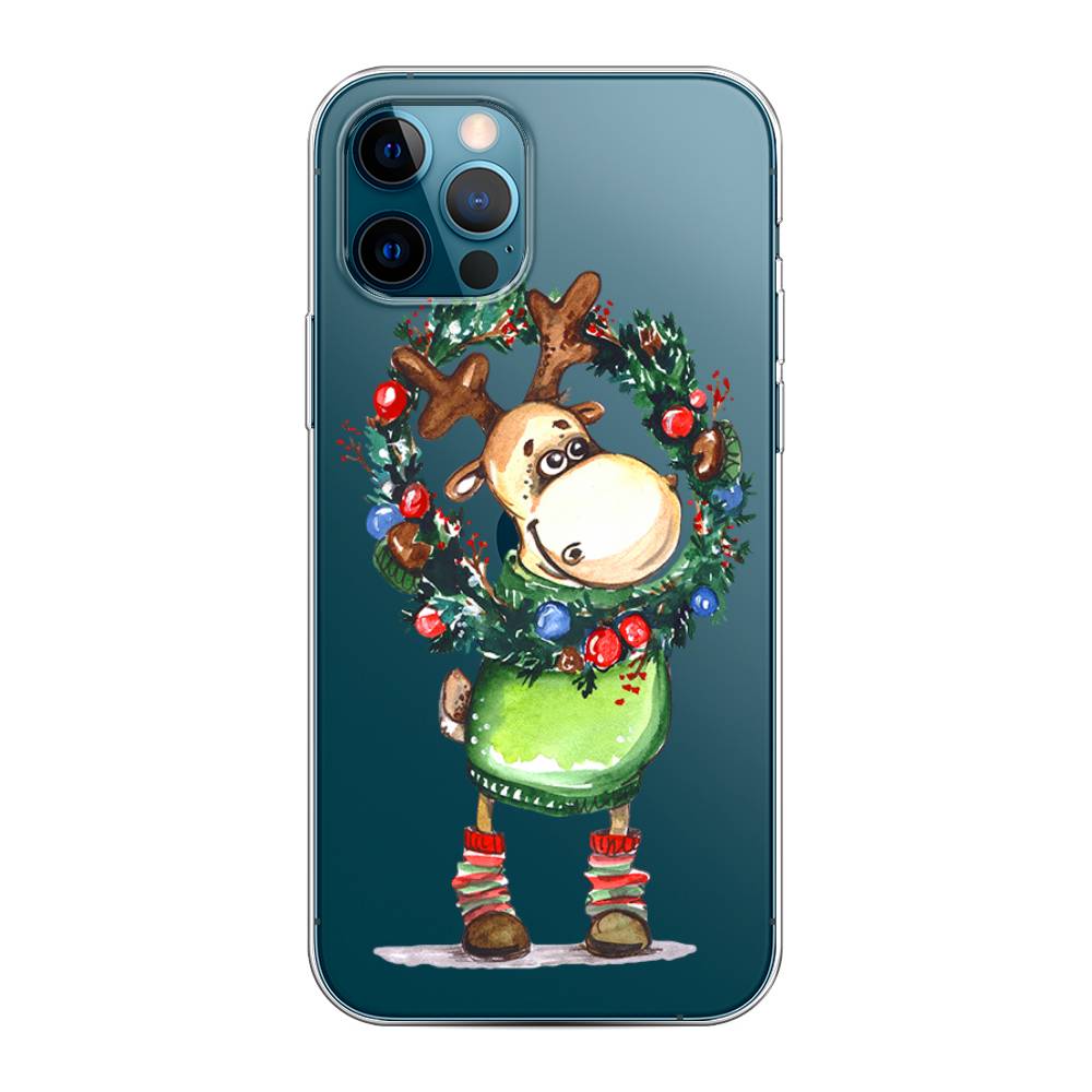

Чехол на Apple iPhone 12 "Олень с новогодним венком", 12850-4