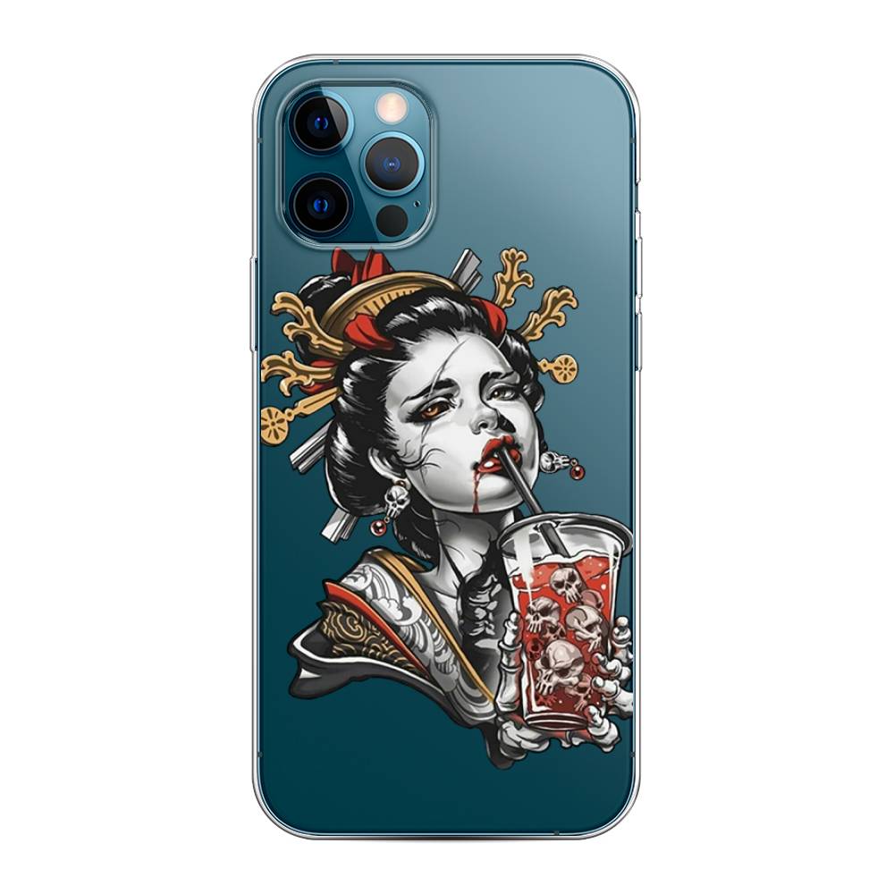 

Чехол на Apple iPhone 12 "Опасная гейша", Красный;черный;серый, 12850-4
