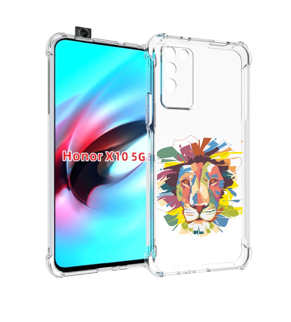 

Чехол MyPads разноцветный-лев детский для Honor X10, Прозрачный, Tocco