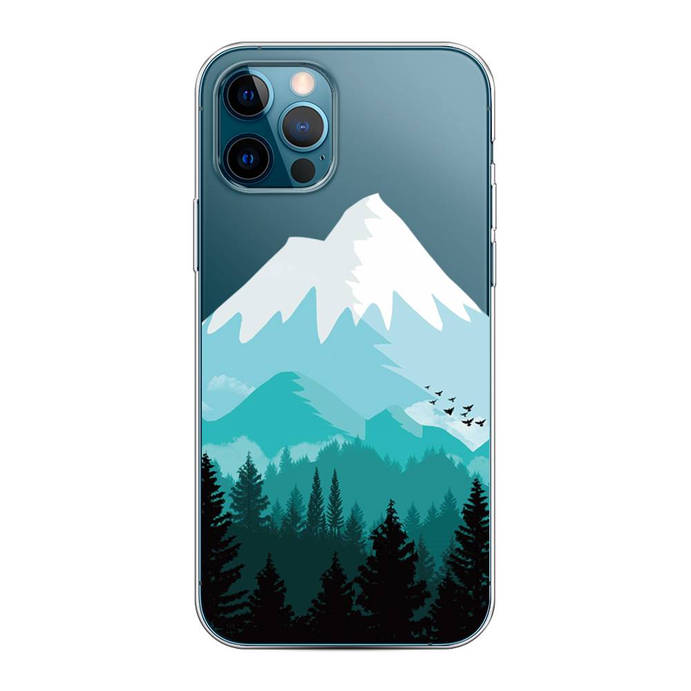 

Чехол на Apple iPhone 12 "Синяя снежная гора", Белый;голубой, 12850-2