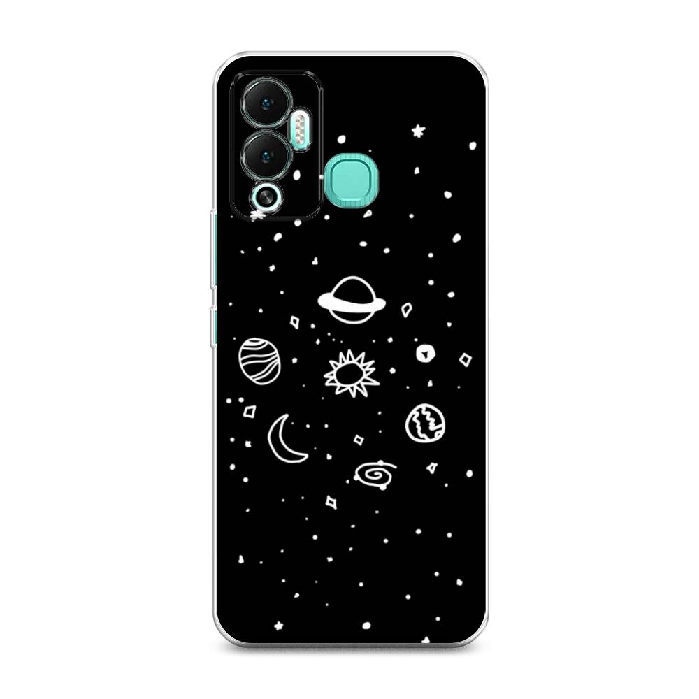 

Чехол на Infinix Hot 12 Play "Дудл солнечной системы", Бежевый;серый, 3101750-2