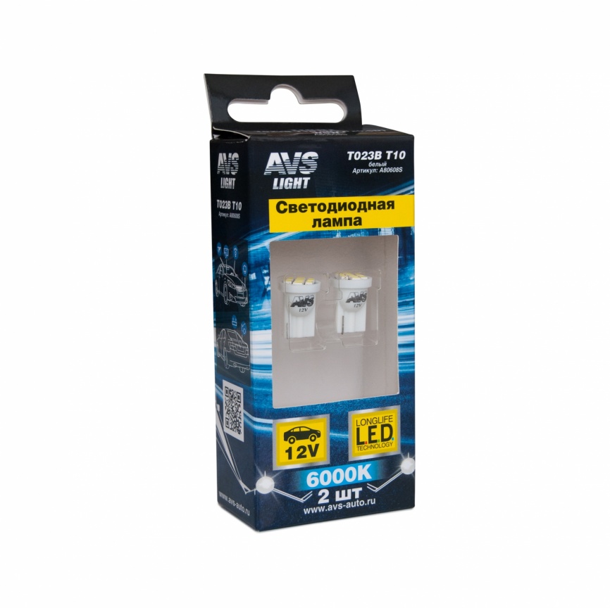 

T10 T023B /белый/ (W2,1x9,5d) 8SMD 1210, блистер, 2 шт