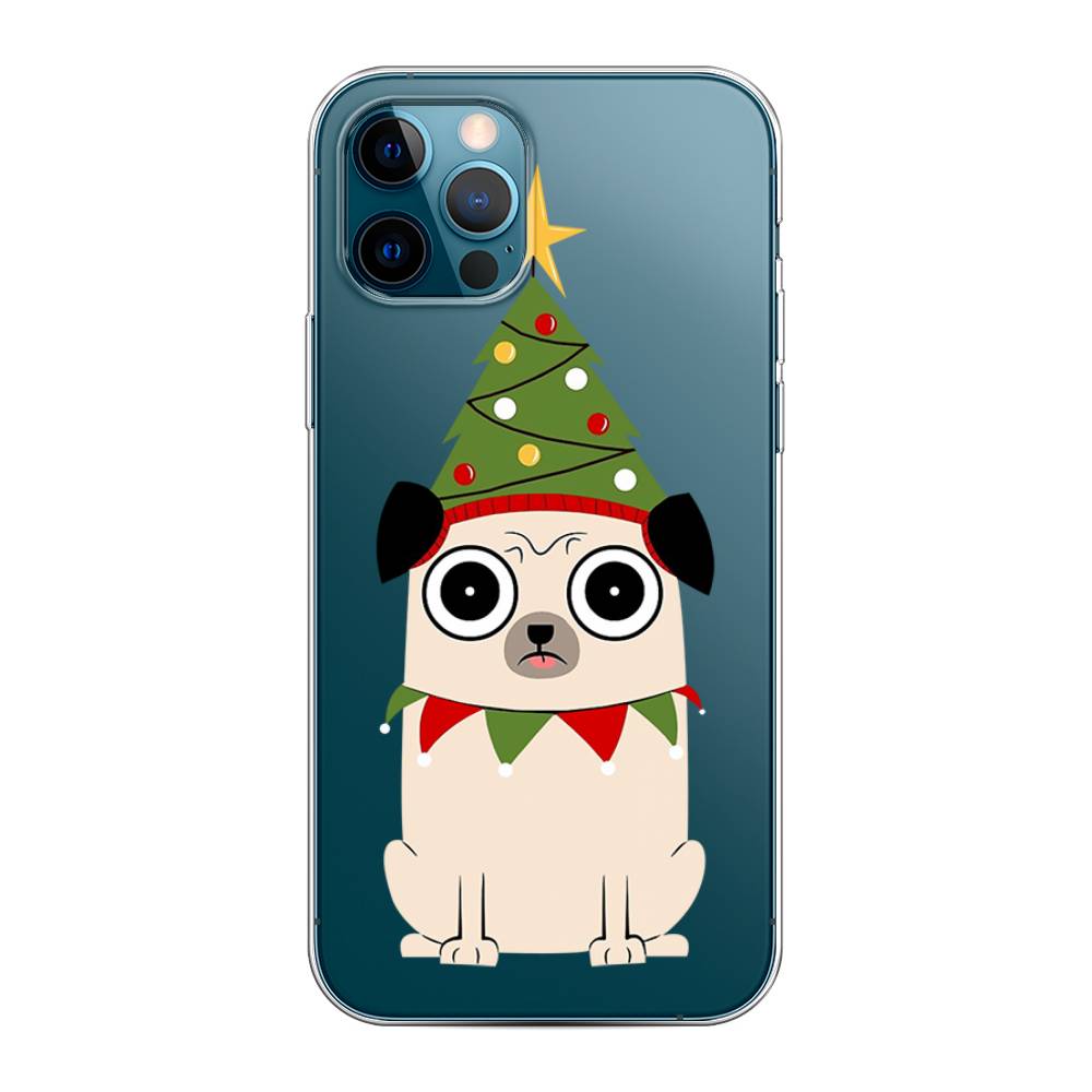 

Чехол на Apple iPhone 12 "Собачка с ёлочкой", Бежевый;красный;зеленый, 12850-1