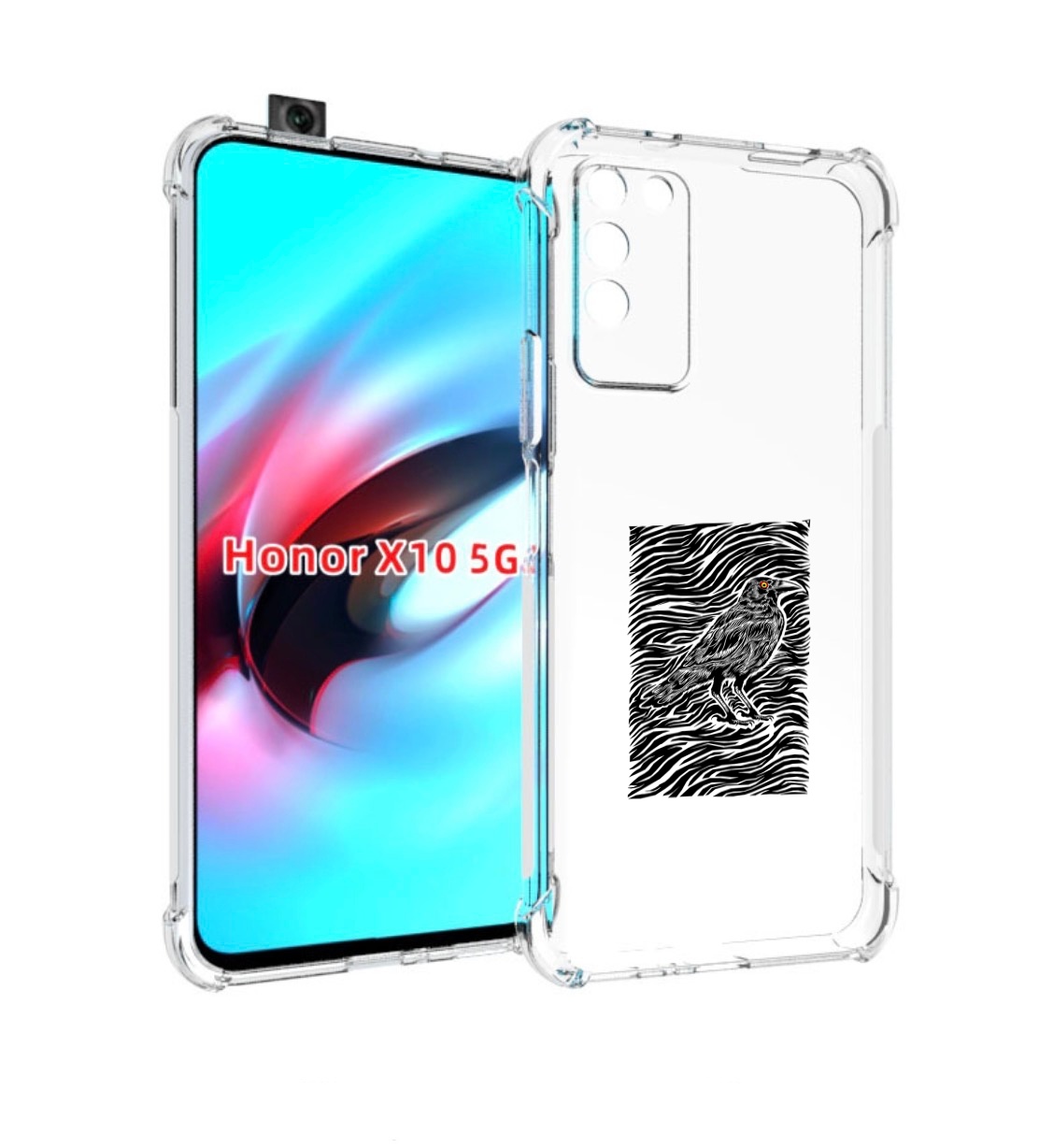 

Чехол MyPads ворон в абстракции для Honor X10, Прозрачный, Tocco