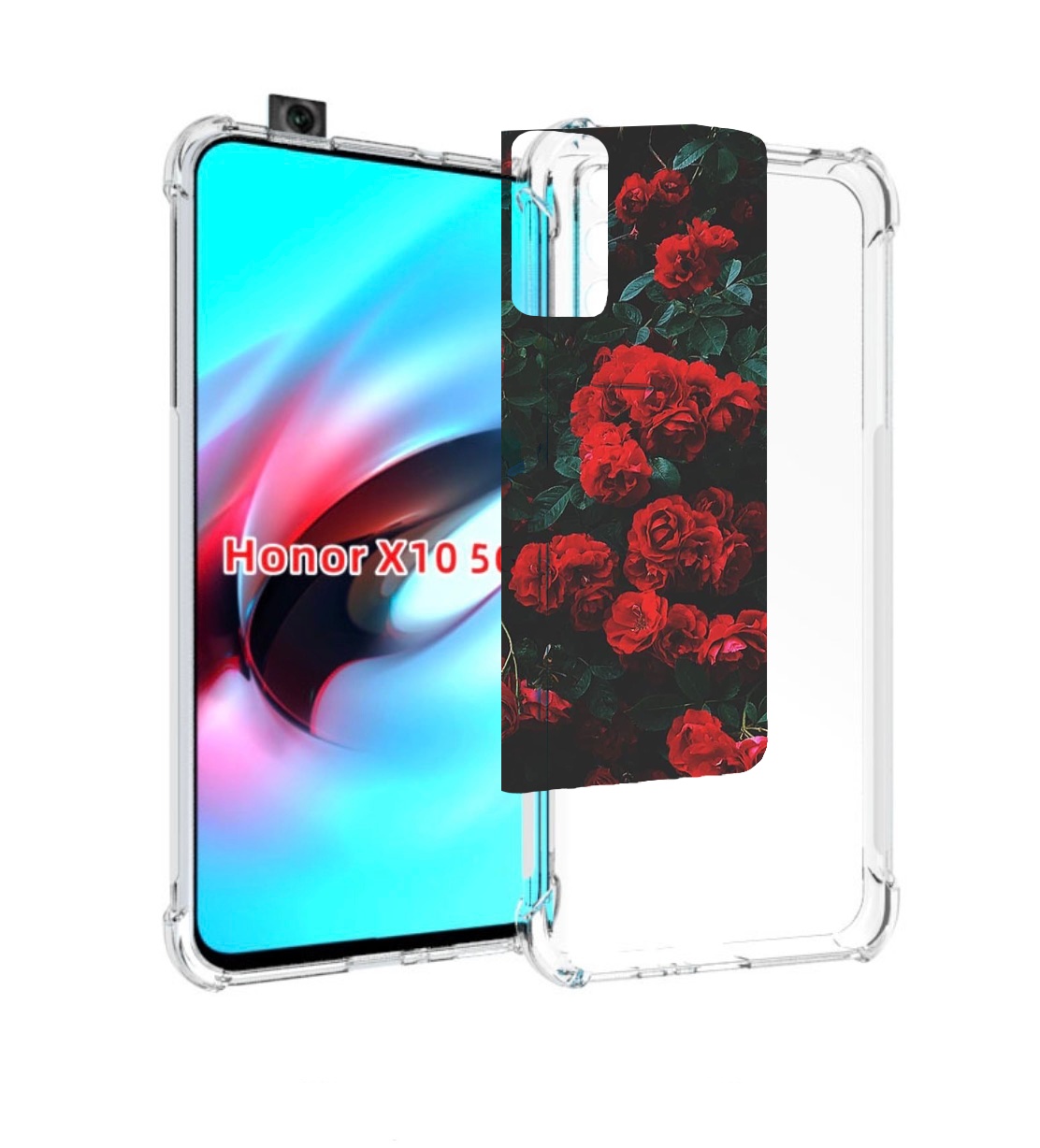 

Чехол MyPads розы-в-листьях для Honor X10, Прозрачный, Tocco