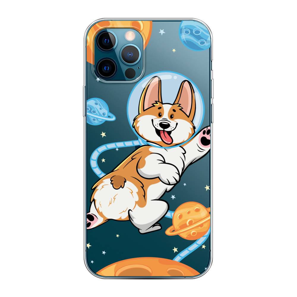 

Чехол на Apple iPhone 12 "Корги-космонавт", Голубой;бежевый;белый, 12850-1