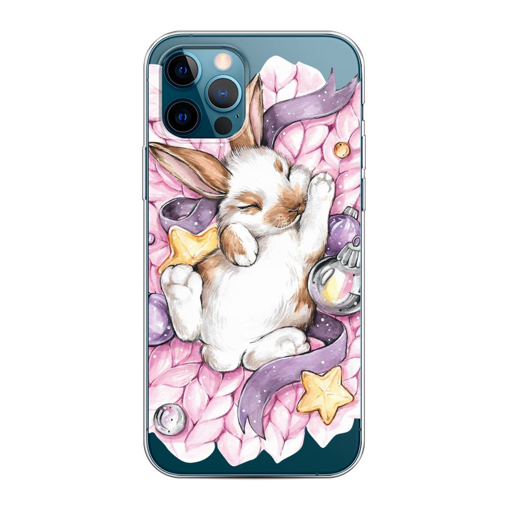 

Чехол на Apple iPhone 12 "Кролик спит", Розовый;белый, 12850-5