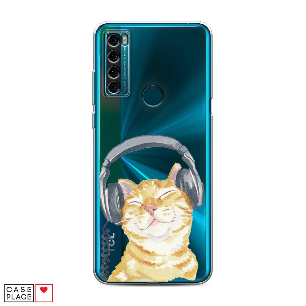 

Силиконовый чехол "Кот меломан" на TCL 20 SE, Кот меломан