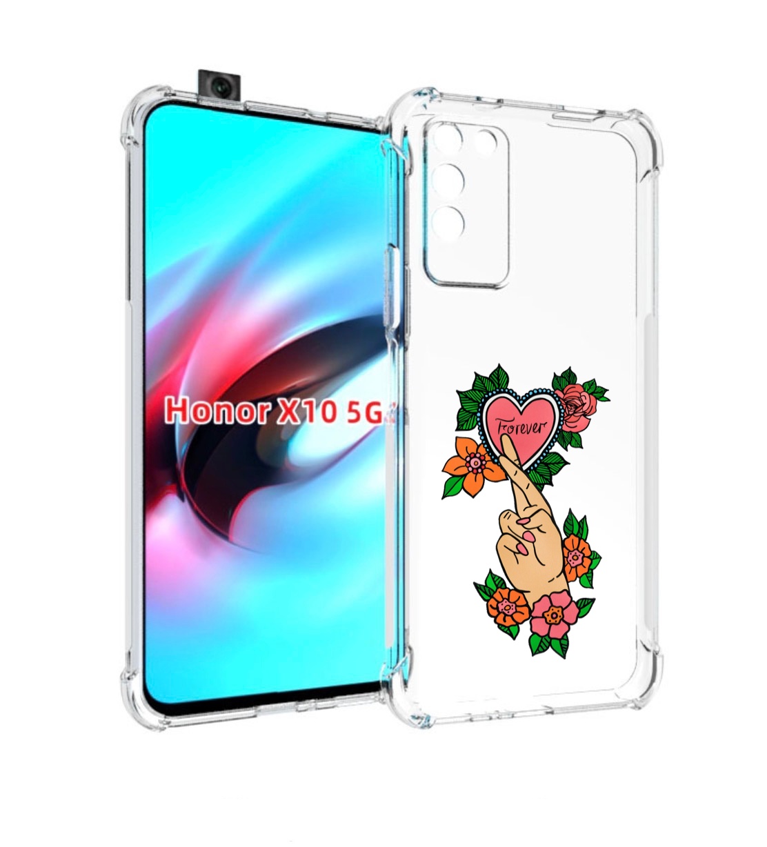 

Чехол MyPads ручки-навсегда женский для Honor X10, Прозрачный, Tocco