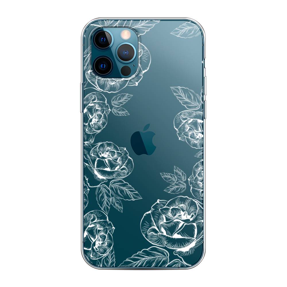 

Чехол на Apple iPhone 12 "Розы графика", Черный;серый, 12850-2