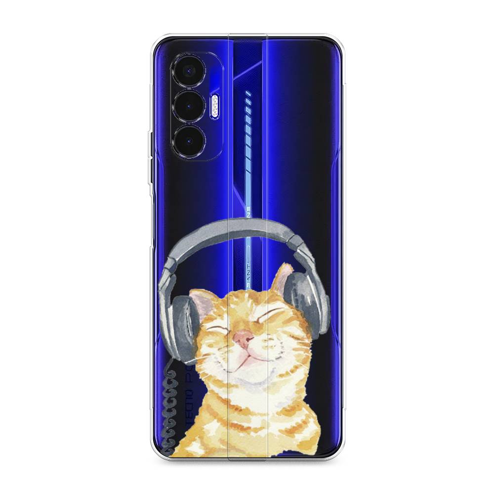 

Силиконовый чехол "Кот меломан" на Tecno Pova 3, Кот меломан