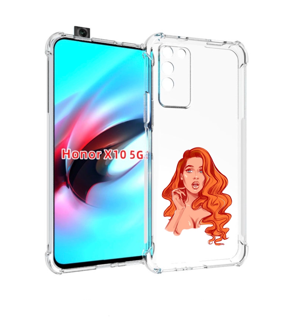 

Чехол MyPads рыжая-девушка-модельной-внешности женский для Honor X10, Прозрачный, Tocco