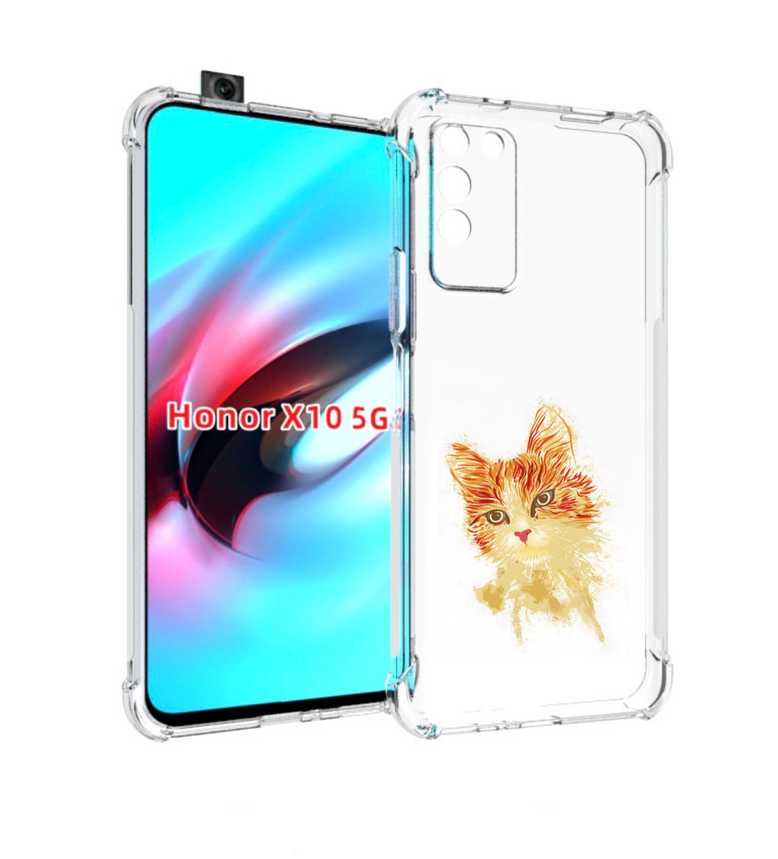 

Чехол MyPads рыжий кот для Honor X10, Прозрачный, Tocco