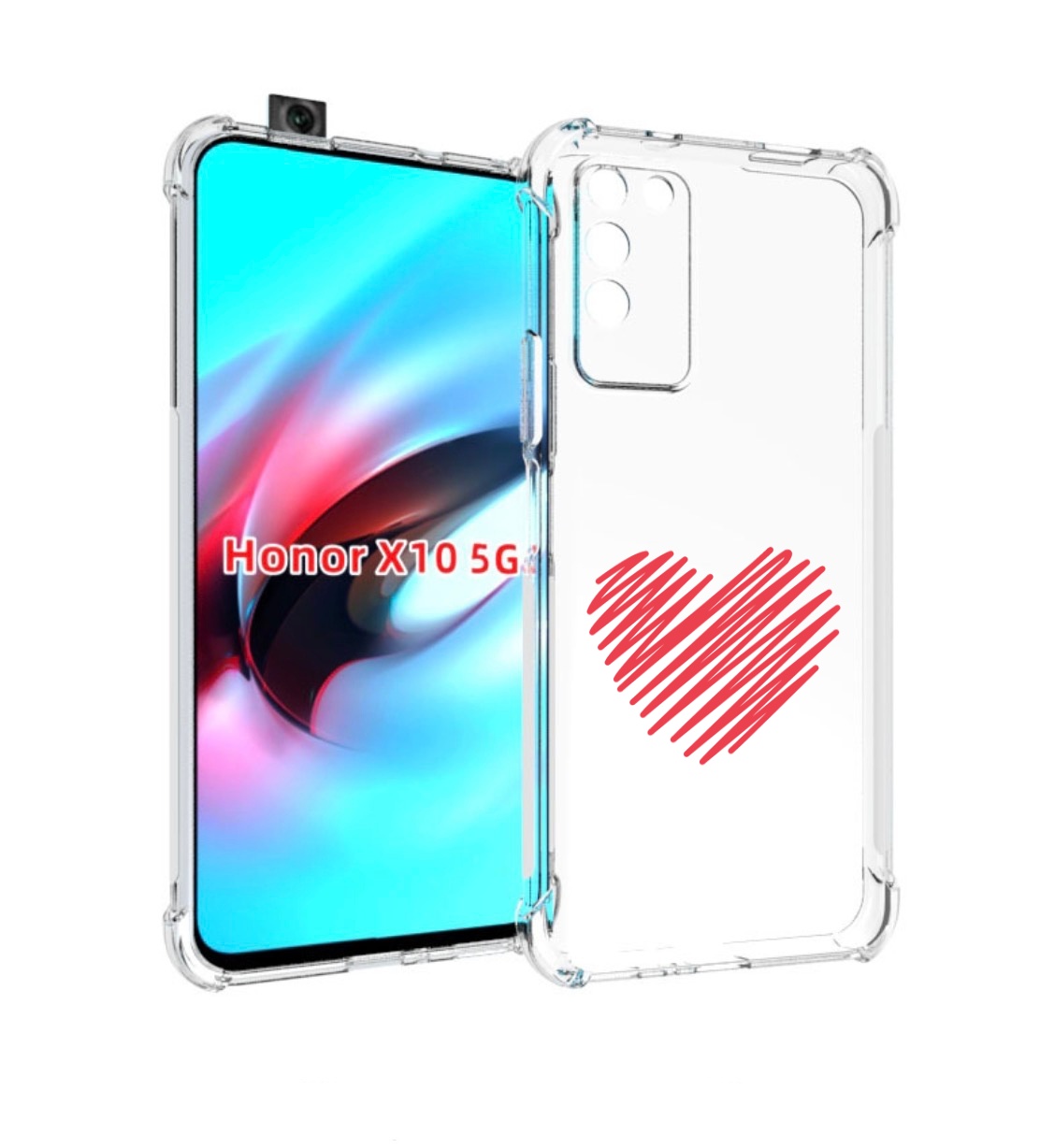 

Чехол MyPads сердечко-одной-линией для Honor X10, Прозрачный, Tocco