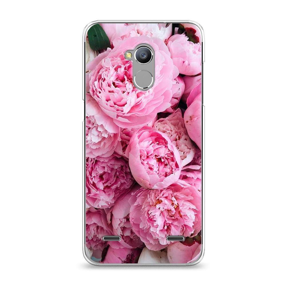 

Чехол на ZTE Blade V7 Lite "Розовые пионы", Бежевый;розовый, 130450-2
