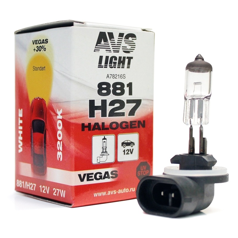 

Лампа галогенная AVS Vegas H27/881 12V.27W (1 шт.)