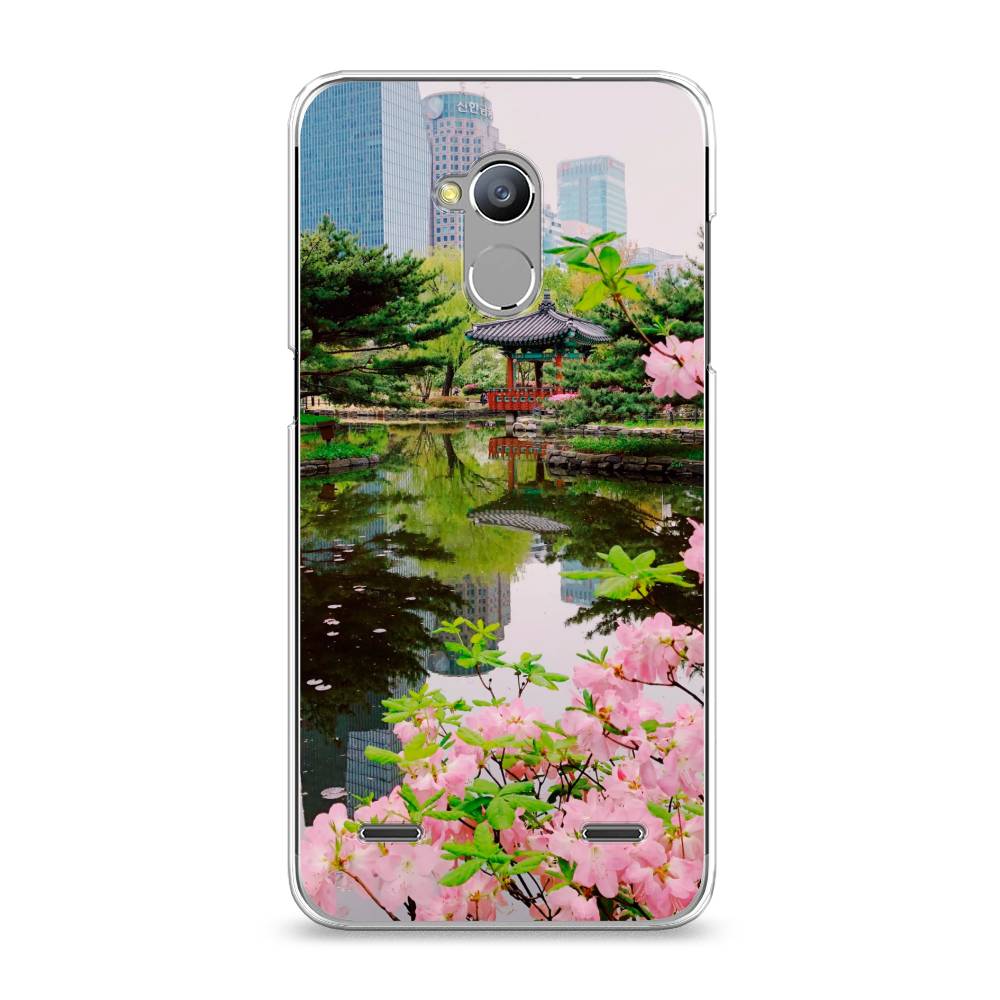 

Чехол на ZTE Blade V7 Lite "Сакура возле озера", Зеленый;розовый;голубой, 130450-2