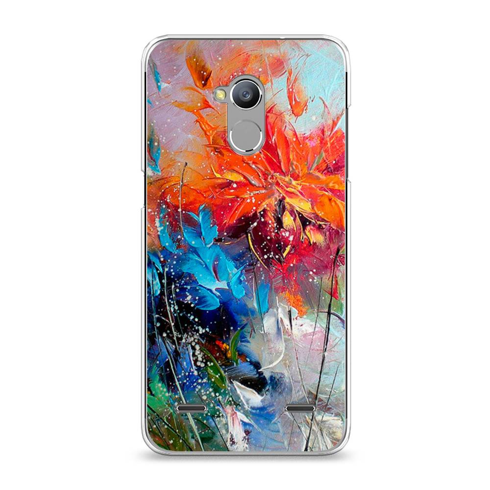 

Чехол на ZTE Blade V7 Lite "Абстрактные цветы", Оранжевый;синий, 130450-4