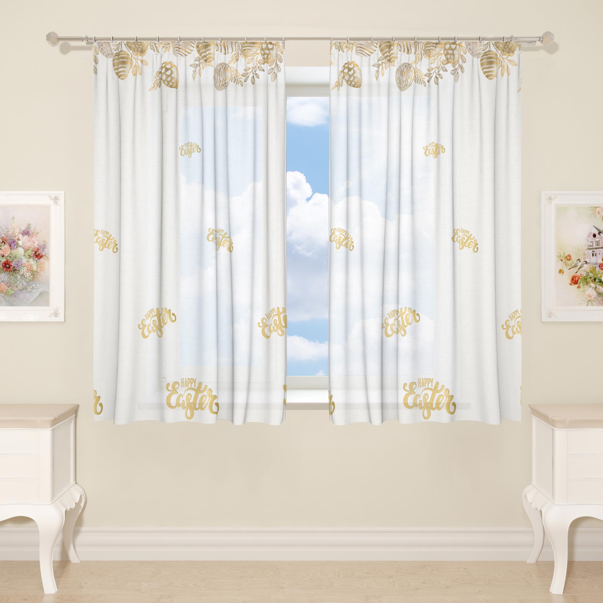 

Тюль Сирень srn644175 145x160 см белая 644175, Фототюль