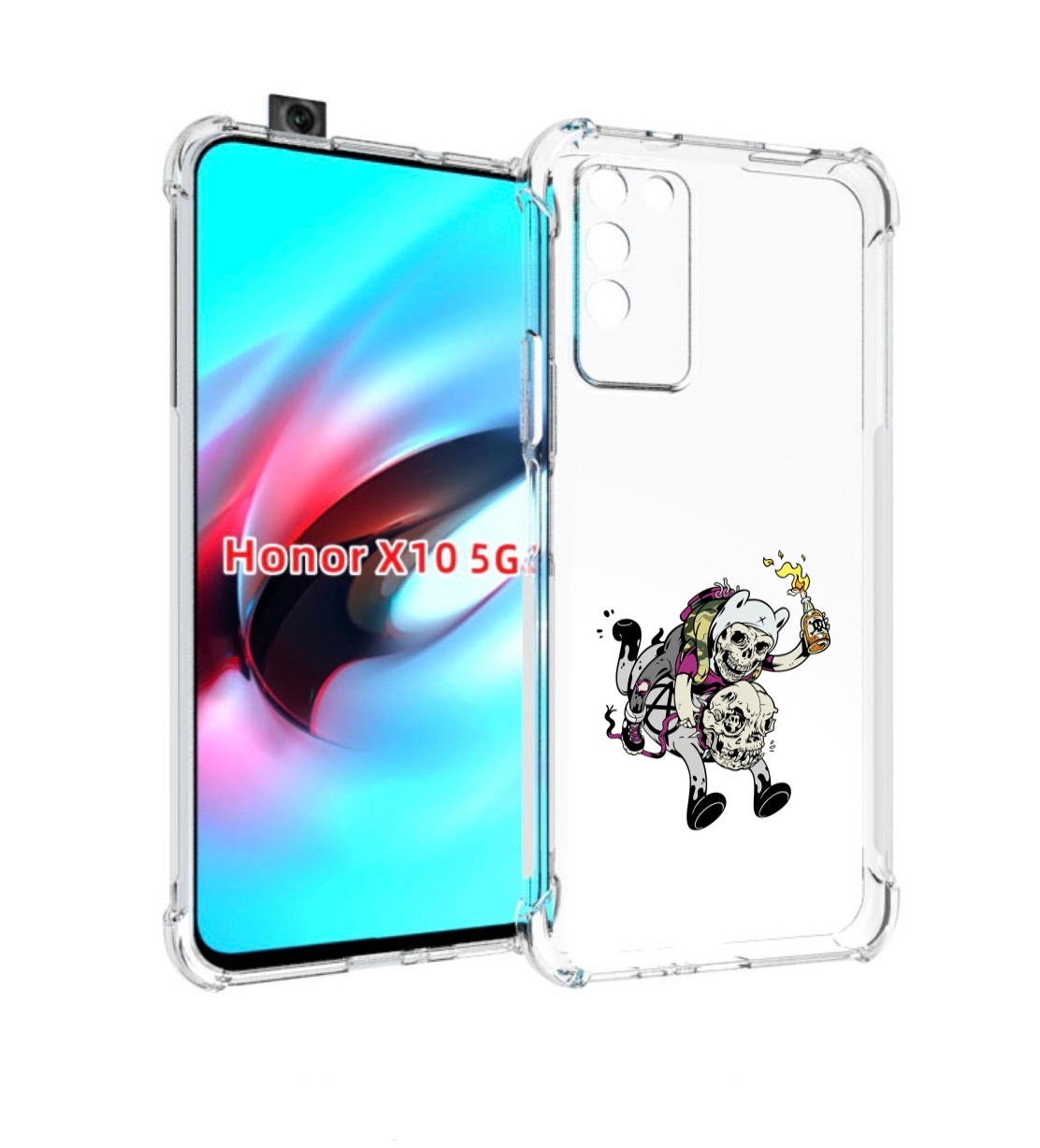 

Чехол MyPads время приключений скелеты для Honor X10, Прозрачный, Tocco