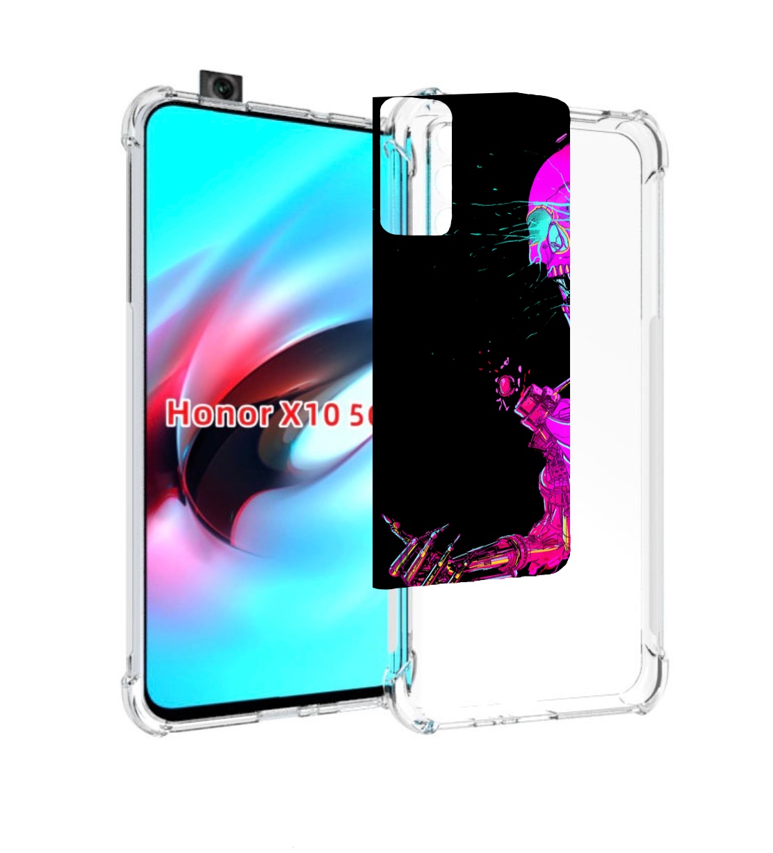 

Чехол MyPads скелет-робот-фиолетовый для Honor X10, Прозрачный, Tocco